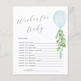 Desejos para Jogo de Chá de fraldas do Balão Azul 