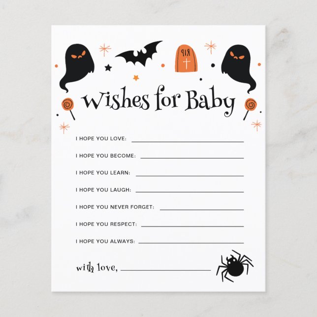 Desejos para o Bebê Jogo de Chá de Bebê de Hallowe (Frente)