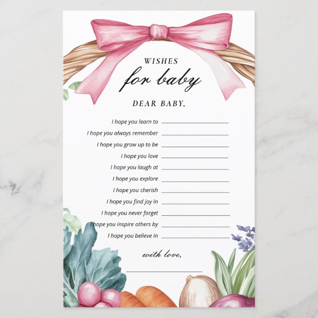 Desejos para o Jogo de Chás de fraldas de crescime (Frente)