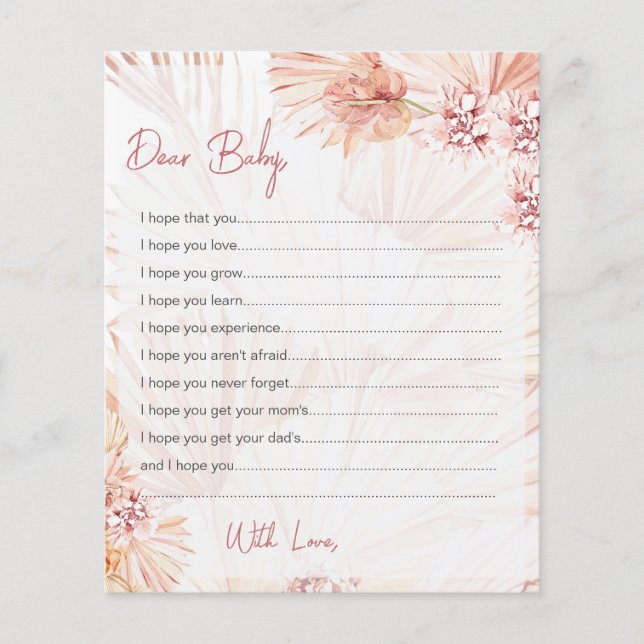 Desejos para placas de bebê Chá embebido em boho b (Frente)