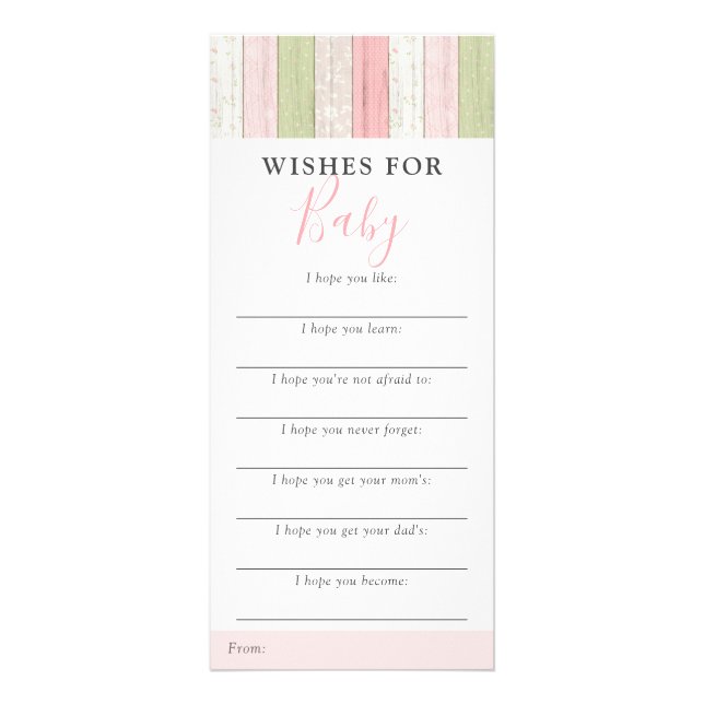 Desejos Rosa para Chás de Bebê Cartão de Exposição (Frente)
