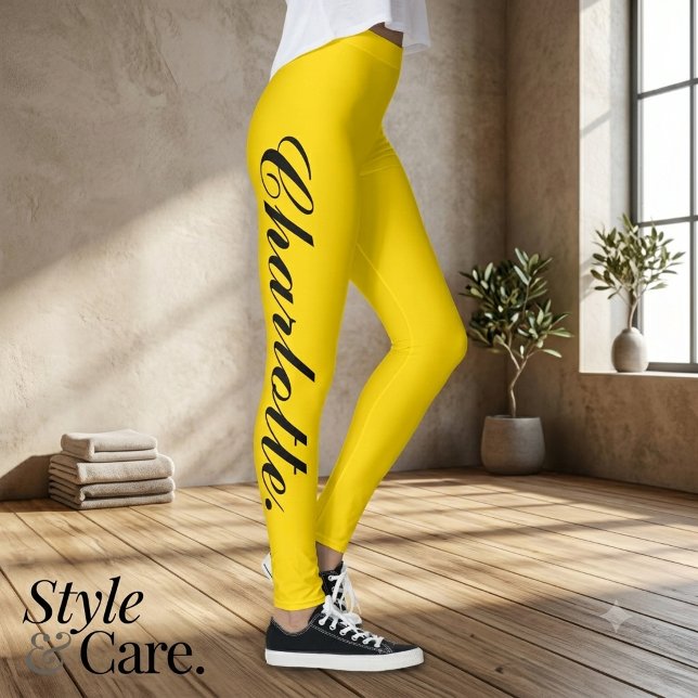 Desenhe Seu Próprio Nome em Leggings de Ouro Elega (Design Your Own Name on Stylish Gold Leggings)
