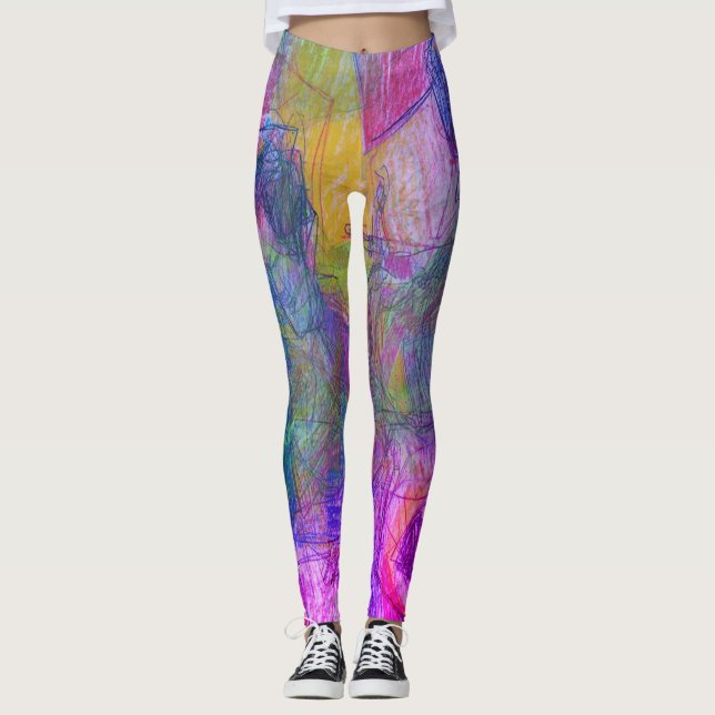 Desenho a Lápis de Rostos nessas Leggings Personal (Frente)
