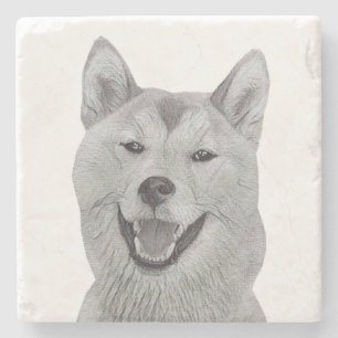 Desenho a Lápis do Shiba Inu em Porta-Copos de Már