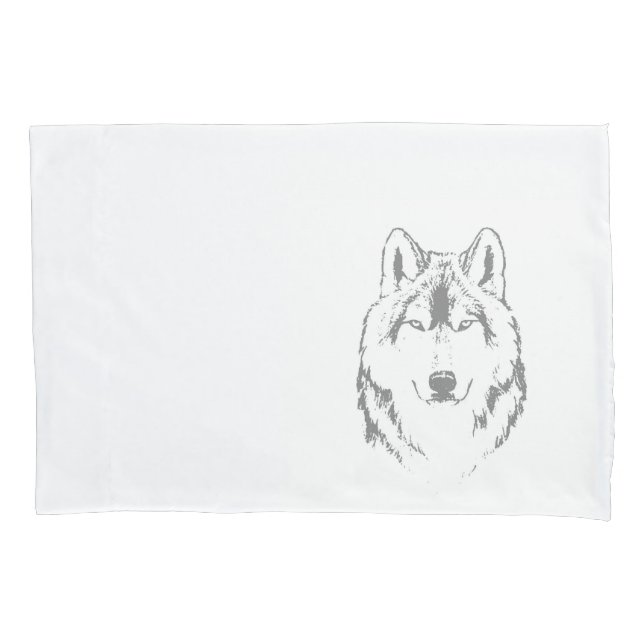 Desenho Da Cabeça Do Lobo Negro E Branco Engraçado (Frente)