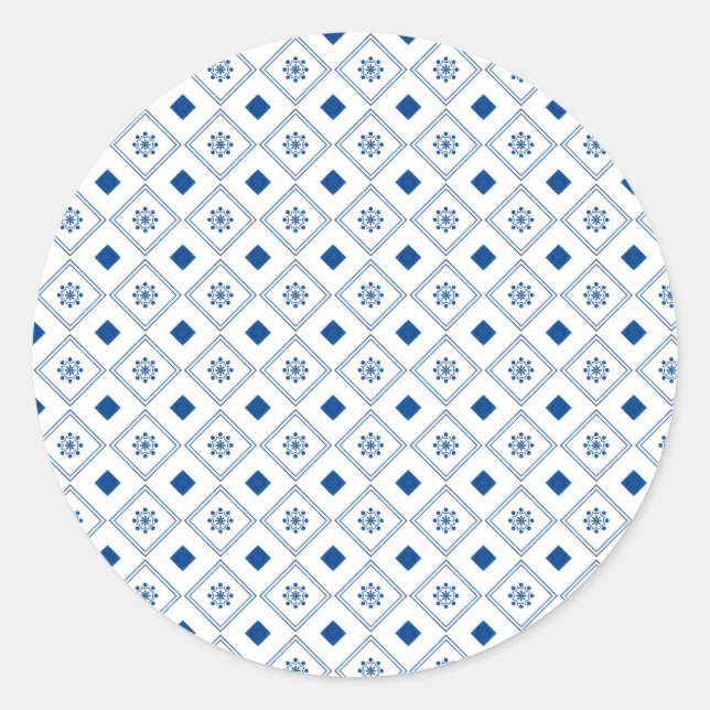 desenho de adesivo redondo com azul e branco (Frente)
