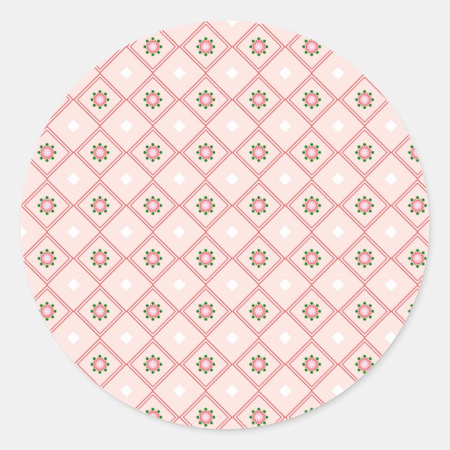 desenho de adesivo redondo com rosa e branco (Frente)