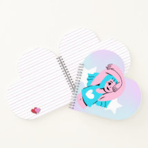 desenho de arte trans em caderno com forma de cora