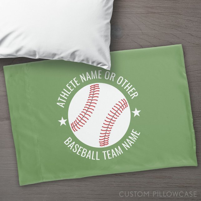 Desenho de Baseball com Equipe e Nome de Atleta mo (Custom Pillowcase)