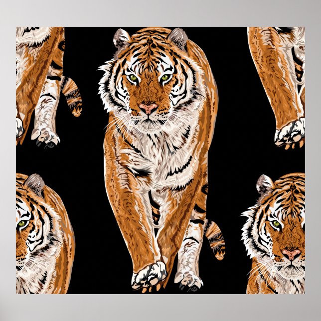 Desenho de Bengala Tiger: Impressão em Animais Vin (Frente)