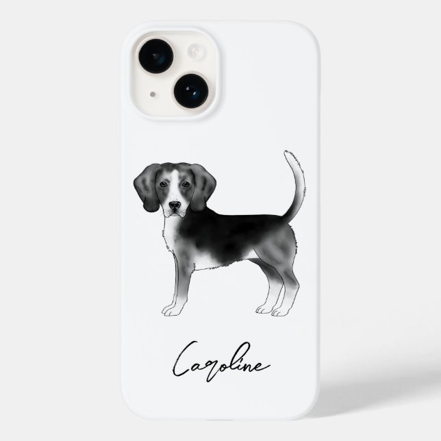 Desenho de Cachorro Beagle em Preto e Branco com T (Verso)