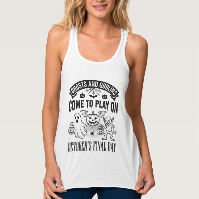 Desenho de Camisa de Halloween de Fantasmas e Duen (Frente)