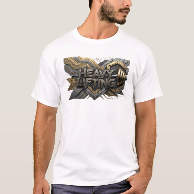 Desenho de Camisa de LEVANTAMENTO PESADO Laranja q (Frente)