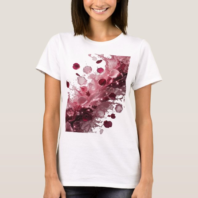Desenho de Camisa ROSE PETALS IN WATER em Prata Ed (Frente)