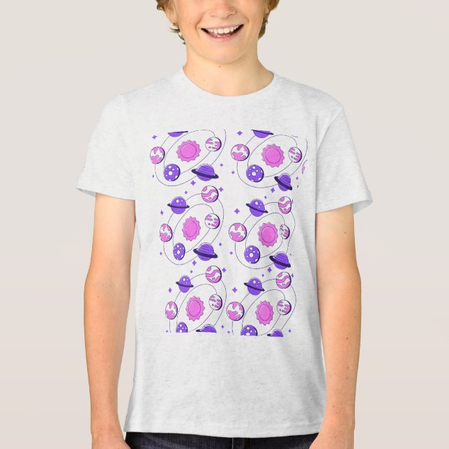 desenho de camiseta infantil com nomes de planetas (Frente)