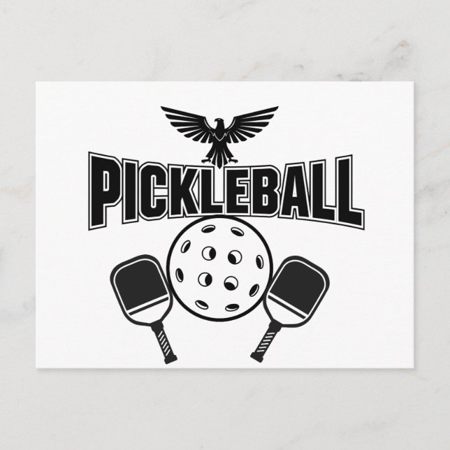 desenho de cartão de anúncio de pickleball preto e (Frente)