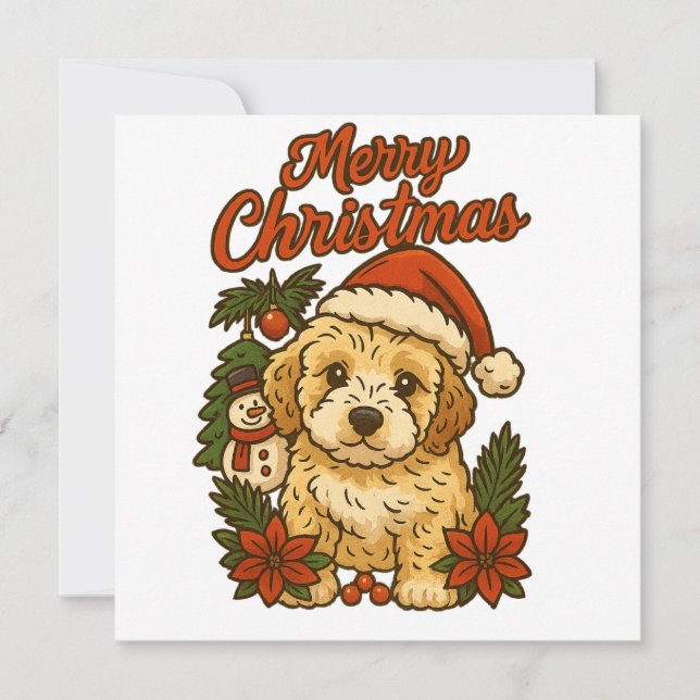 Desenho de Cockapoo Feliz Natal (Frente)