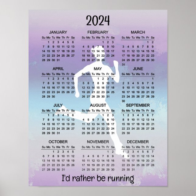 Desenho de corrida de jogging Poster de calendário (Frente)