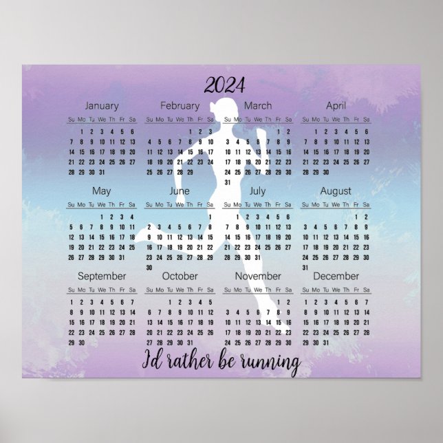 Desenho de corrida de jogging Poster de calendário (Frente)