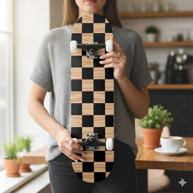 Desenho de Deck de Skate Bold Square Checkers (Bold Square Checkers Skateboard Deck Pattern Design)