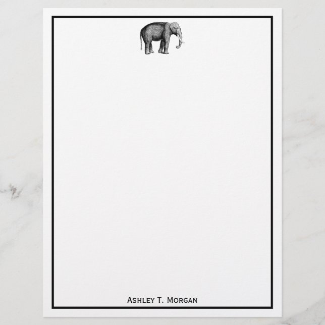 Desenho de Elefante Vintage (Frente)