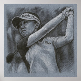 Desenho de Golfe da Mulher - Impressão de Arte de