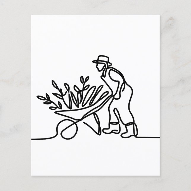 desenho de linha de um agricultor ou jardineiro (Frente)
