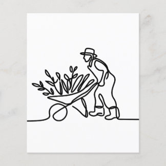 desenho de linha de um agricultor ou jardineiro