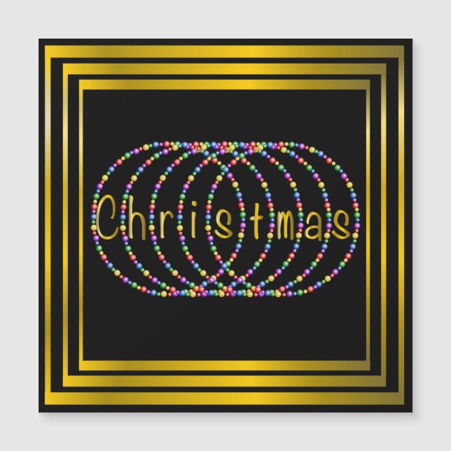 Desenho de Luzes de Natal em Preto com Dourado (Frente)