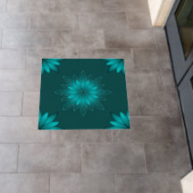 Desenho de Mandala de Folha Verde-azulado em Ciano