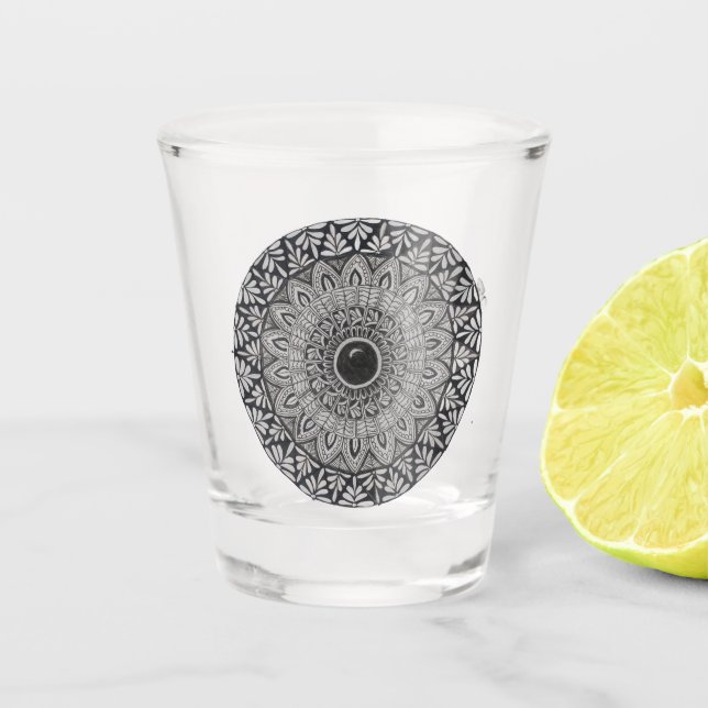 desenho de mandala em copo de shot (Frente)