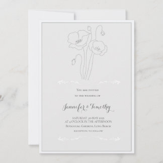 Desenho de papoila para convite de casamento