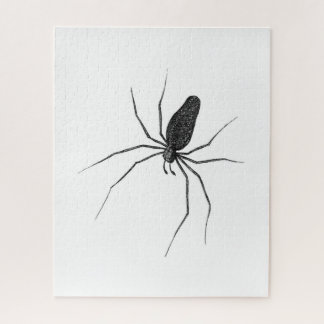 Desenho de quebra-cabeça de aranha preto e branco