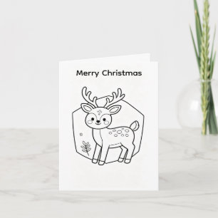 Desenho de rena para cartão de natal para colorir