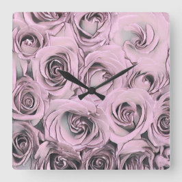 Desenho de rosas cor-de-rosa Relógio de Parede Acr
