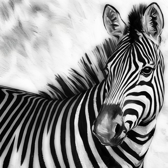 Desenho de rosto vintage em uma almofada (Zebra)