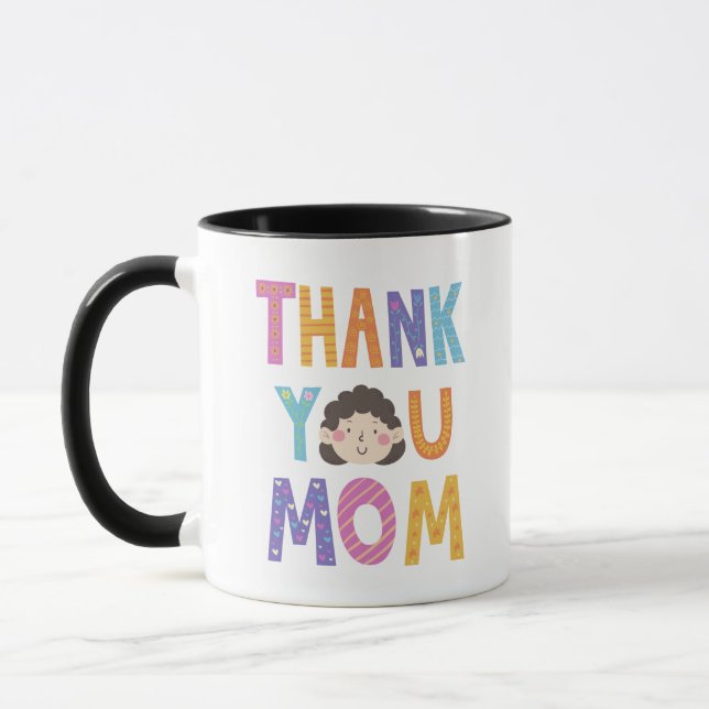 Desenho de Xícara de Café "Obrigado Mãe" ​​Muito S (Esquerda)