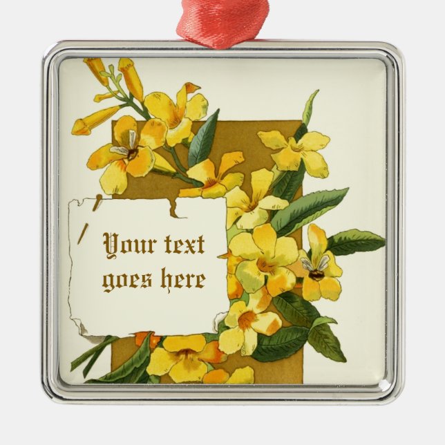 Desenho dintage do ornamento amarelo de jasmim (Frente)