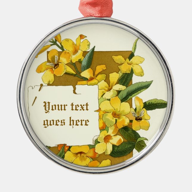 Desenho dintage do ornamento amarelo de jasmim (Frente)