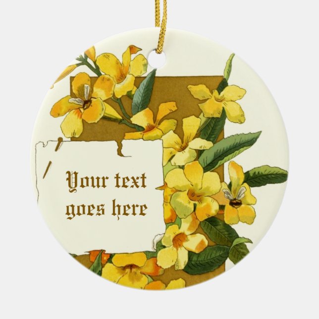 Desenho dintage do ornamento amarelo de jasmim (Frente)