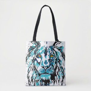 Desenho do Leão Azul Saco de Tote de Leão