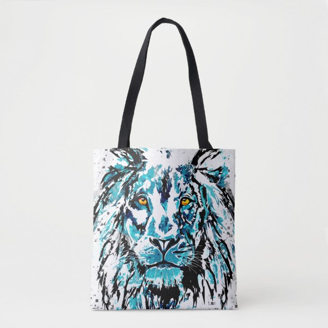 Desenho do Leão Azul | Saco de Tote de Leão (Frente)