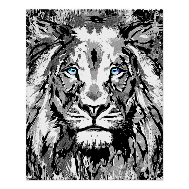 Desenho do Retrato de Leão da cinza - Impressão de (Frente)