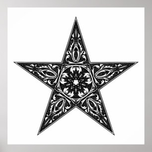 Desenho em estrela, Poster de ilustração de vintag