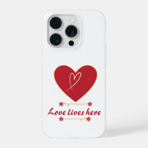 Desenho Floral Coração Vermelho – “O Amor Vive Aqu