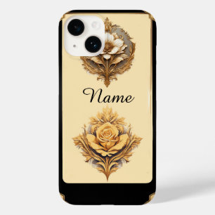 Desenho Floral Elegante com Florezinhas Douradas O