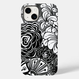 Desenho Floral Padrão De Zen Preto E Branco