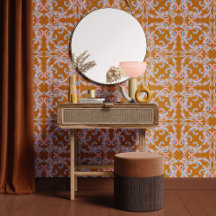 Desenho Ornamental Barroco Laranja Queimado