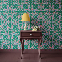 Desenho Ornamental Barroco Verde Esmeralda