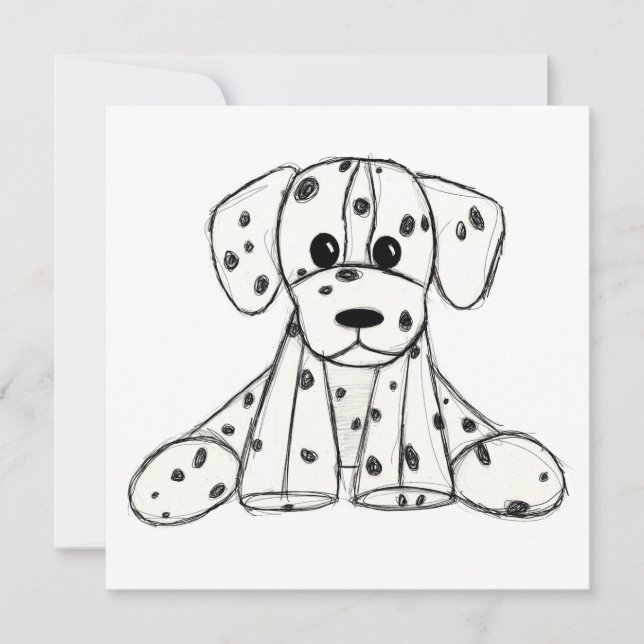 Desenho simples de um cão dalmata de pelúcia em pr (Frente)